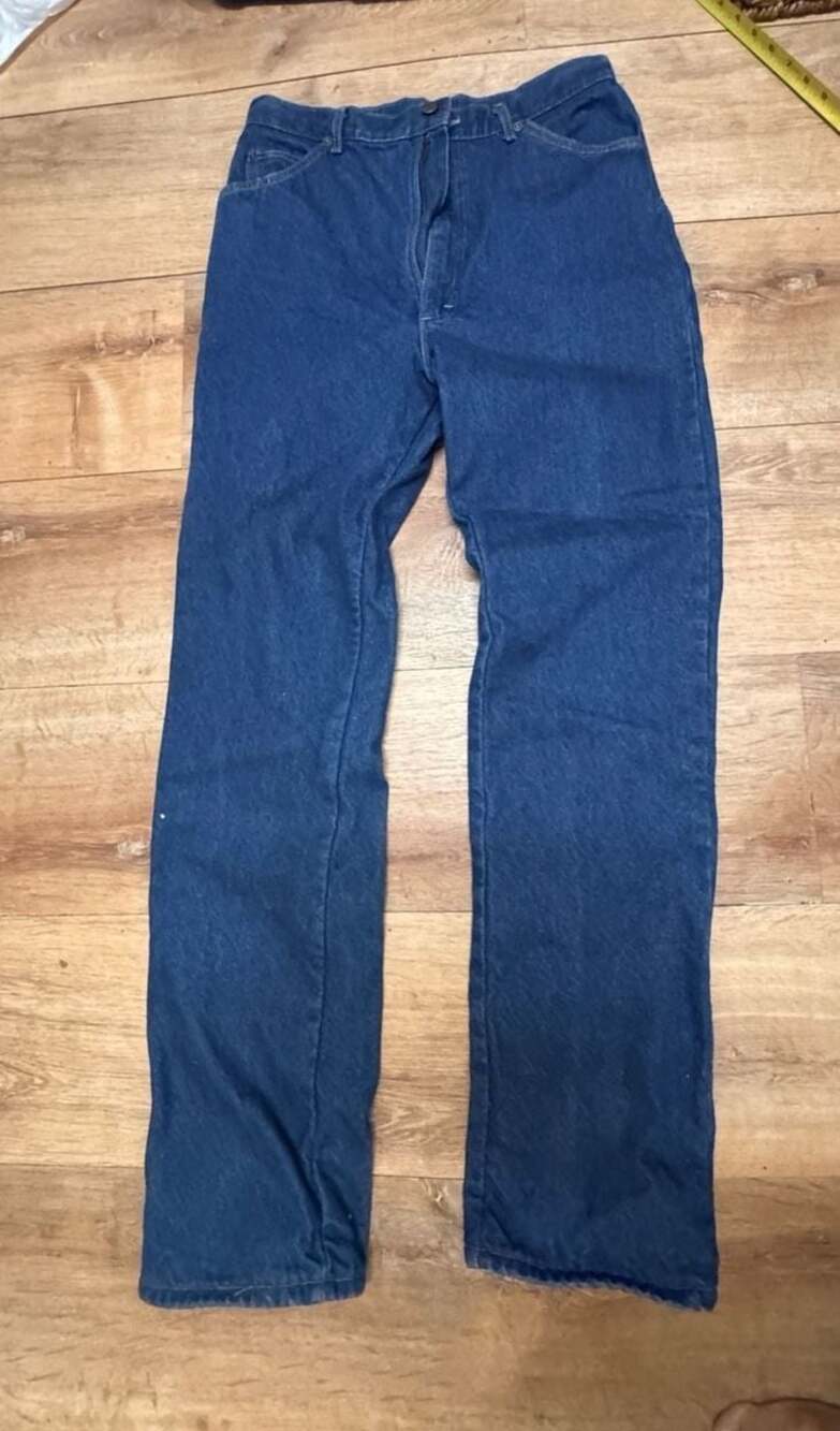 Vintage L.L. Bean Women's Plaid Flannel Lined Denim Jeans Size 14 OBO